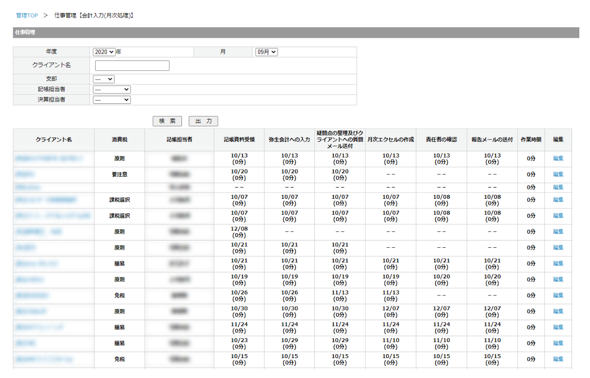 会計入力一覧画面